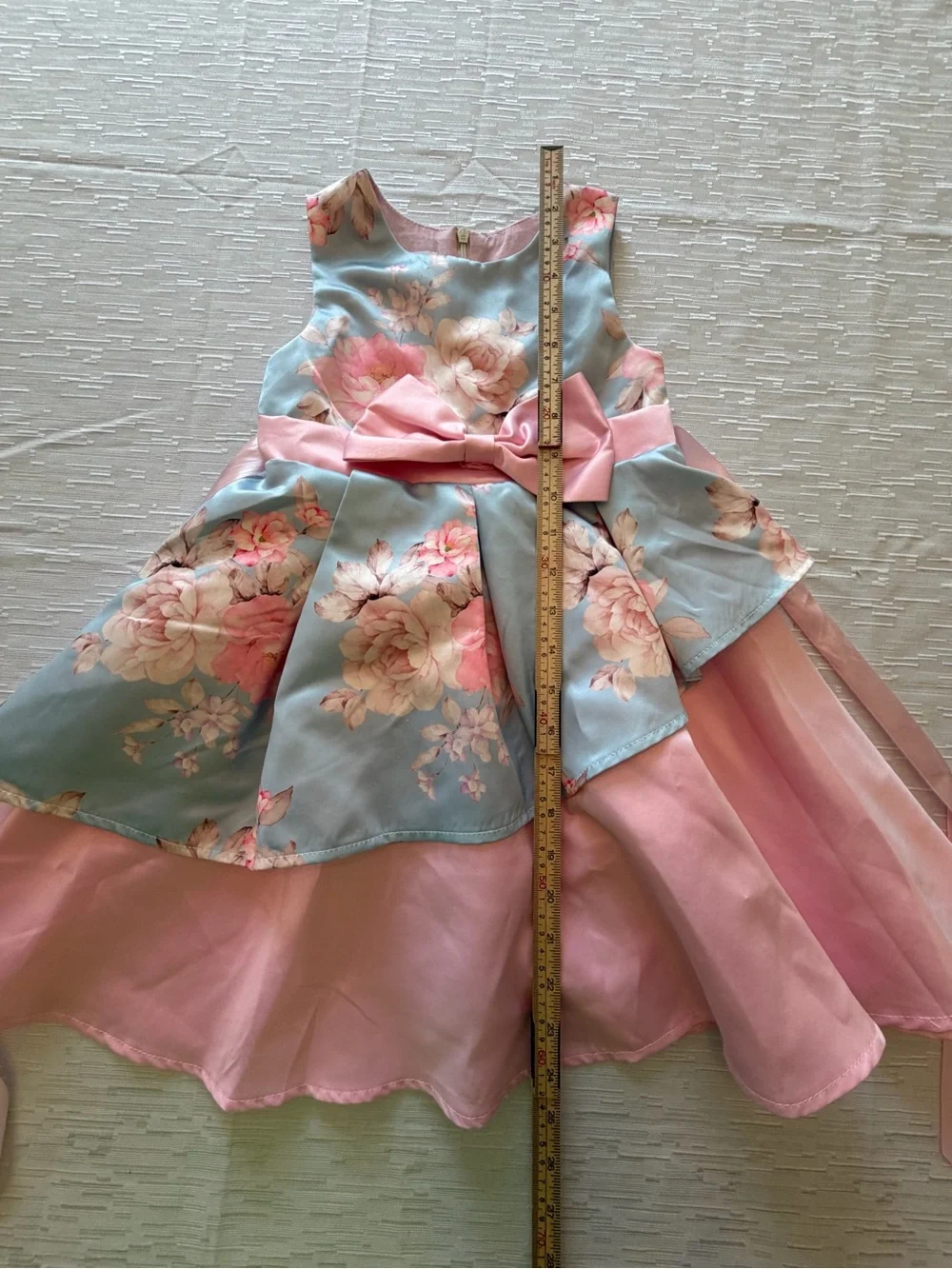 Girls Floral High-Low Party Dress with Pink Bow size 3T or 4T